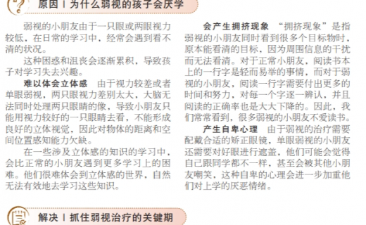 人民日报：孩子弱视会厌学